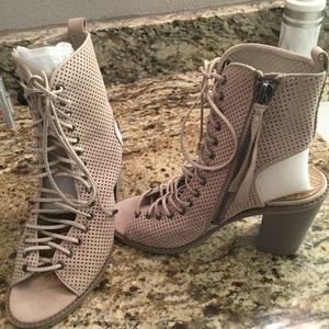 Dolce Vita leather perforated lace peep toe bootie